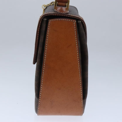 Celine Vintage Convertible Top Handle Bag Macadam Coated Canvas, Brown, Canvas, Handbag