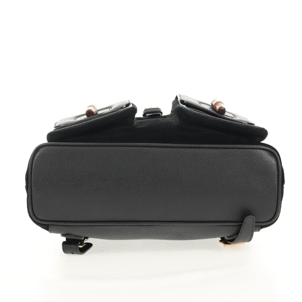 Gucci Vintage Bamboo Backpack Suede, BLACK, SUEDE, Backpack