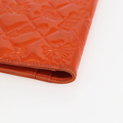 Chanel Lucky Symbols Yen Wallet Embossed Quilted Patent, Orange, Patent Leather, Wallet