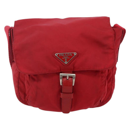 Prada Buckle Messenger Bag Tessuto, RED, NYLON, Shoulder bag