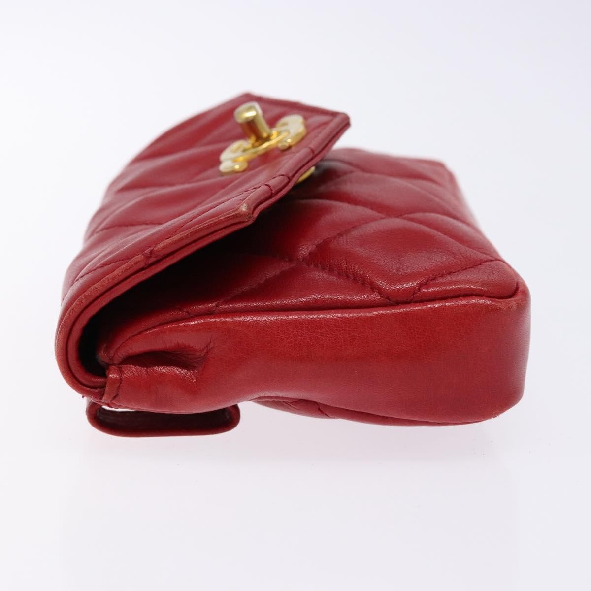 Chanel Vintage CC Flap Waist Bag Quilted Leather, RED, LEATHER, Clutche & pouche