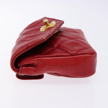 Chanel Vintage CC Flap Waist Bag Quilted Leather, RED, LEATHER, Clutche & pouche