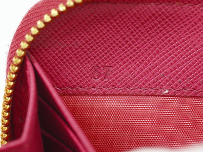 Prada Zip Around Tab Wallet Saffiano Leather, PINK, LEATHER, Wallets