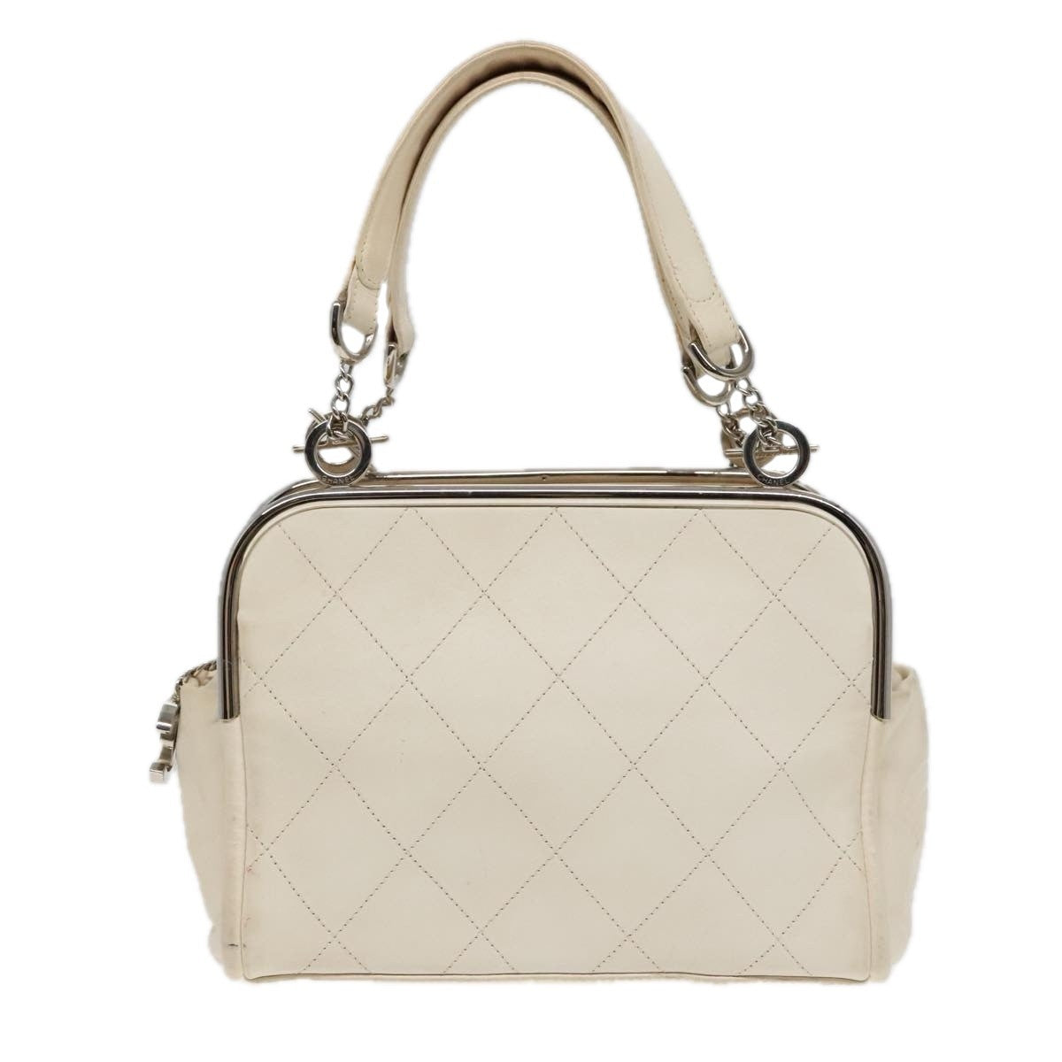 Chanel Ultimate Soft Frame Bag Quilted Calfskin, WHITE, LEATHER, Handbag