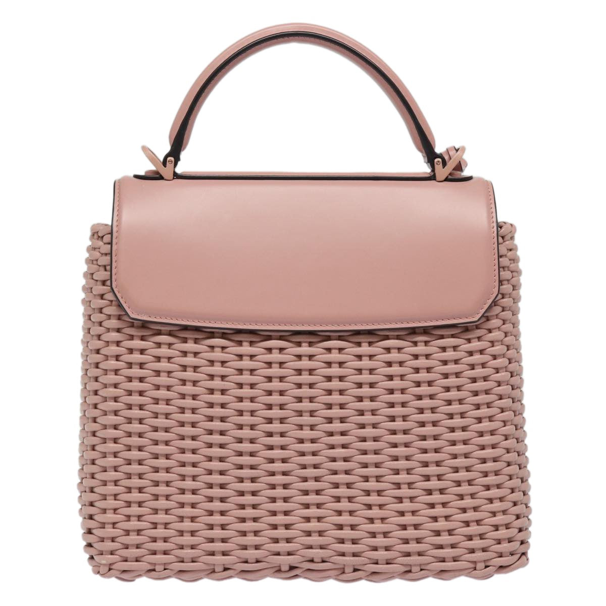 Salvatore Ferragamo Boxyz Top Handle Bag Woven Leather, PINK, LEATHER, Shoulder bag