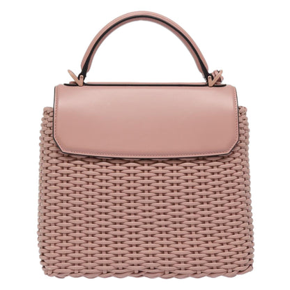 Salvatore Ferragamo Boxyz Top Handle Bag Woven Leather, PINK, LEATHER, Shoulder bag