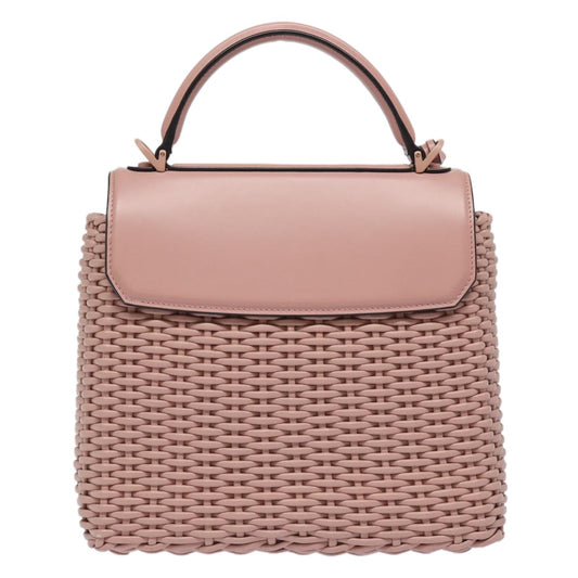 Salvatore Ferragamo Boxyz Top Handle Bag Woven Leather, PINK, LEATHER, Shoulder bag