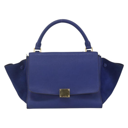 Celine Trapeze Bag Leather with Suede, BLUE, LEATHER, Handbag