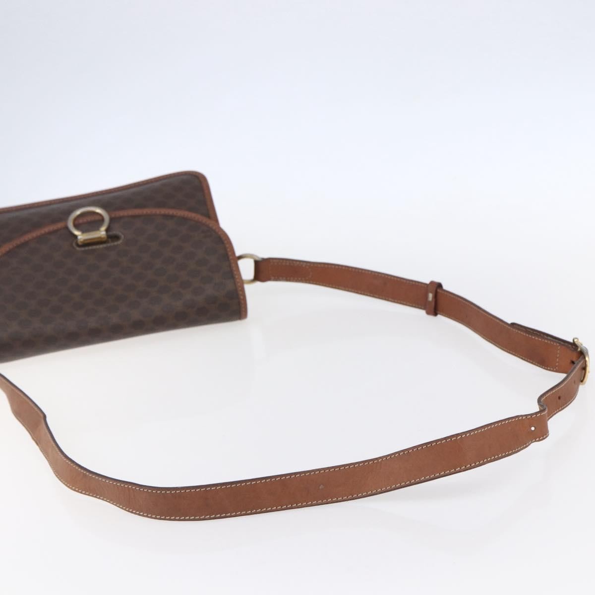 Celine Flap Shoulder Bag Canvas, BROWN, CANVAS, Shoulder bag