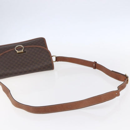 Celine Flap Shoulder Bag Canvas, BROWN, CANVAS, Shoulder bag