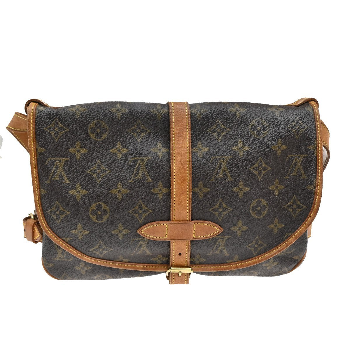 Louis Vuitton Saumur Handbag Monogram Canvas, BROWN, CANVAS, Shoulder bag