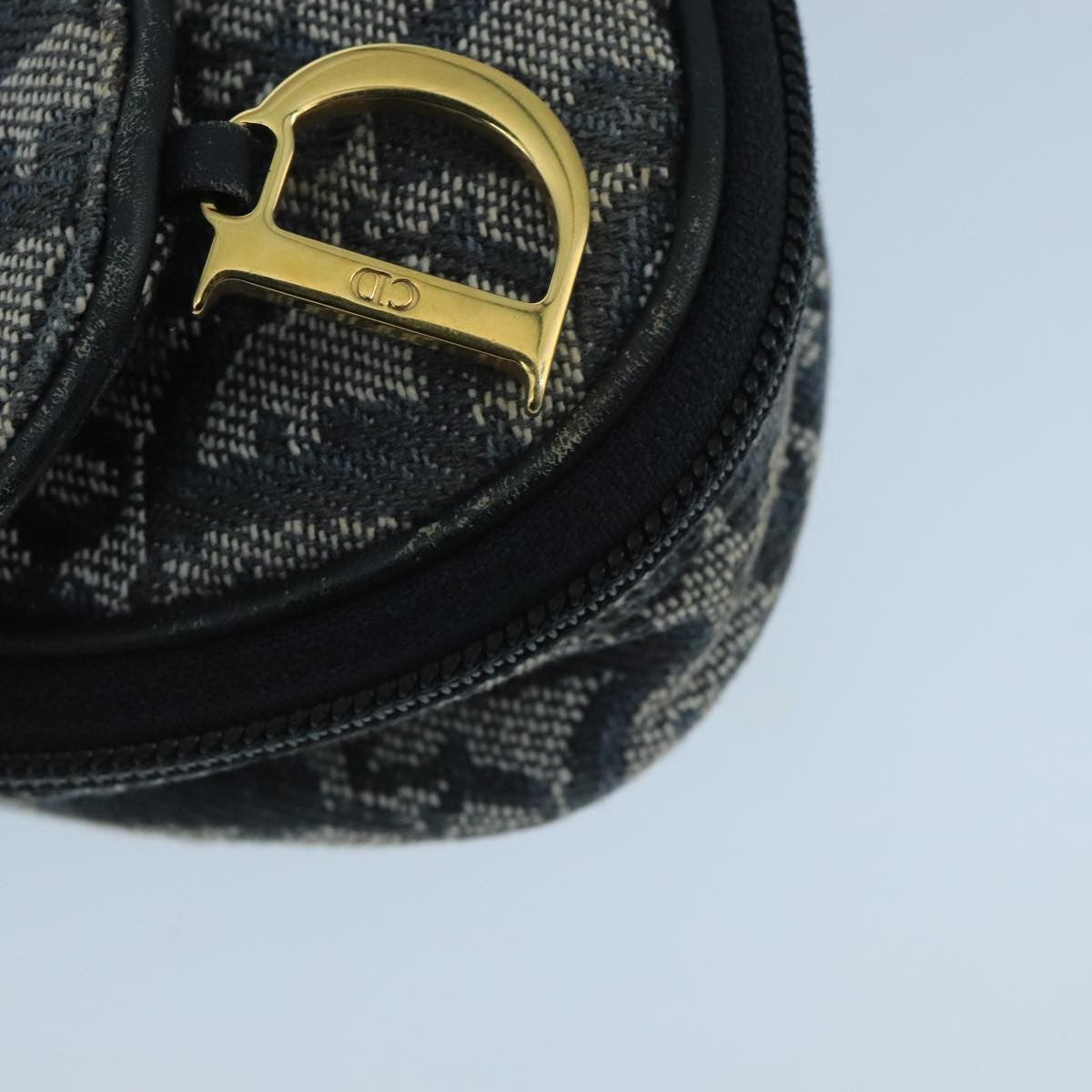 Christian Dior Vintage Saddle Coin Purse Diorissimo Canvas, NAVY, CANVAS, Clutche & pouche