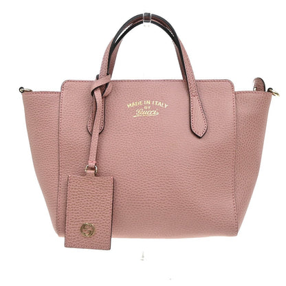Gucci Swing Crossbody Bag Pebbled Leather, Pink, Leather, Handbag