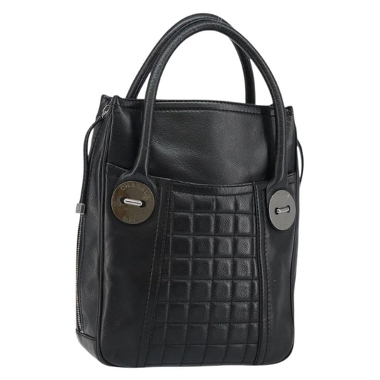 Chanel Vintage Button Tote Quilted Caviar, BLACK, LEATHER, Tote bag