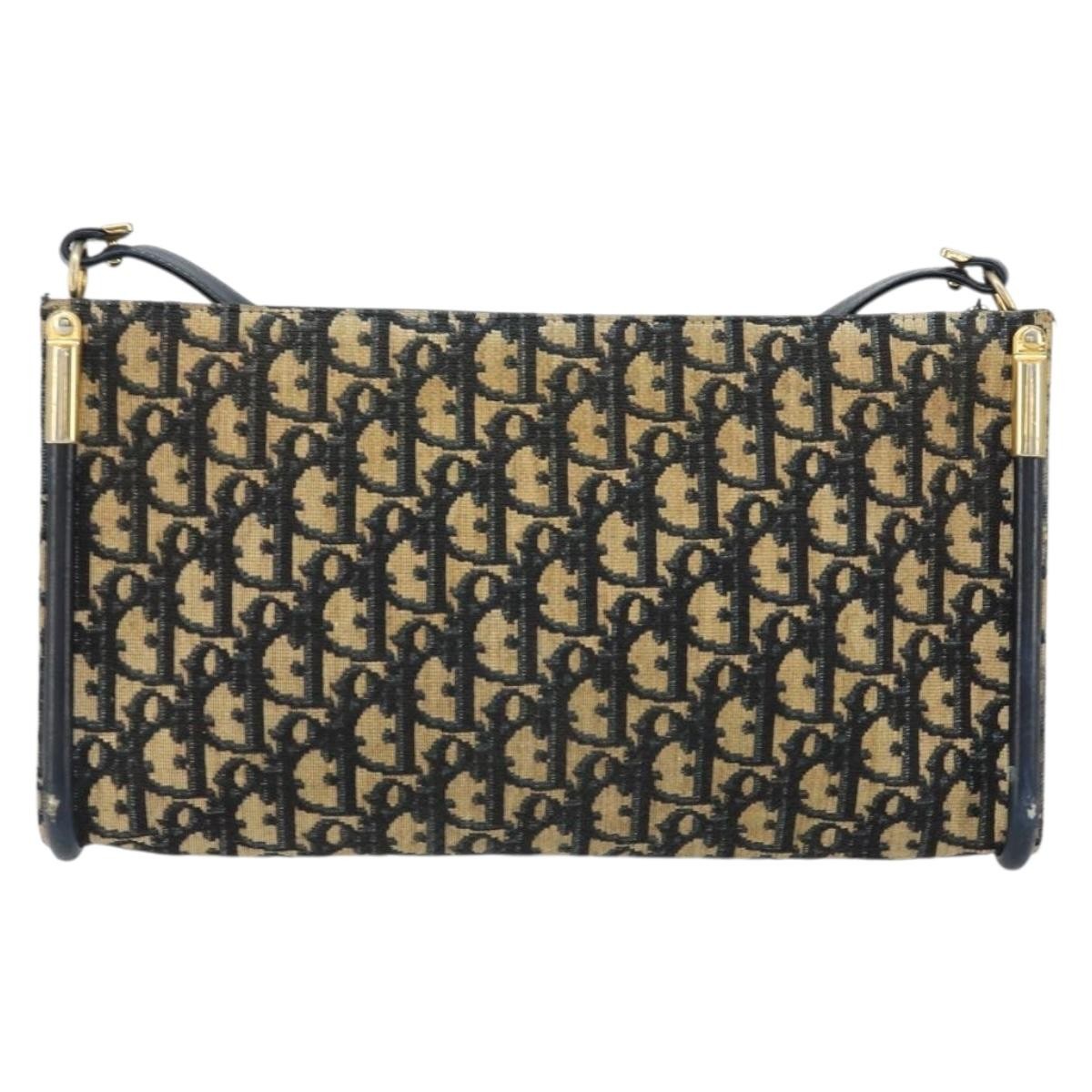 Christian Dior Vintage Trotter Shoulder Bag Canvas, NAVY, CANVAS, Shoulder bag