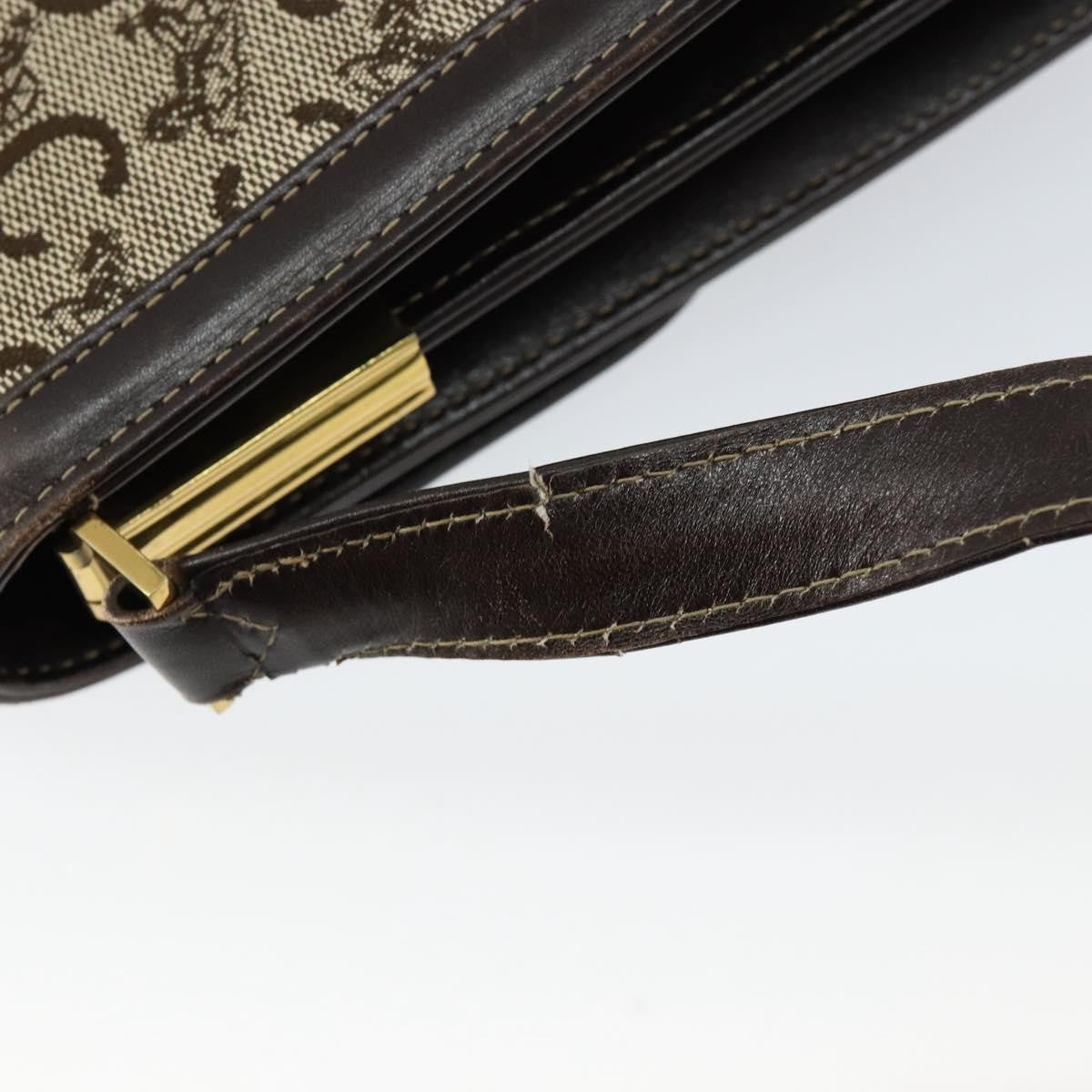 Celine C Sulky Shoulder bag Canvas and Leather, BROWN, CANVAS, Shoulder bag