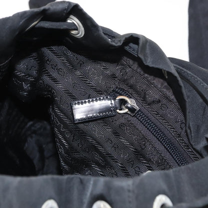 Prada Vela Double Front Pocket Backpack Tessuto with Saffiano Leather, BLACK, NYLON, Backpack