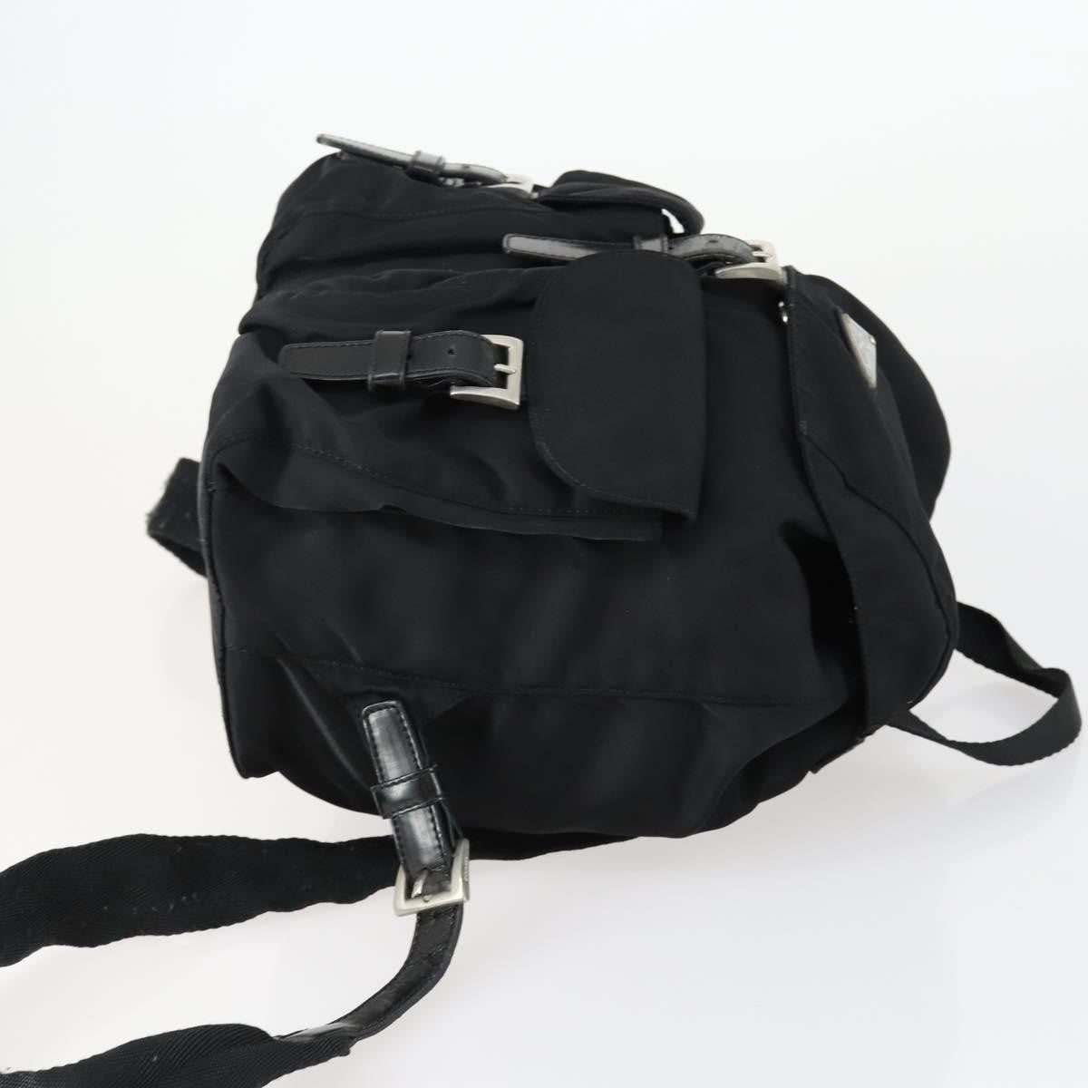 Prada Vela Double Front Pocket Backpack Tessuto with Saffiano Leather, BLACK, NYLON, Backpack