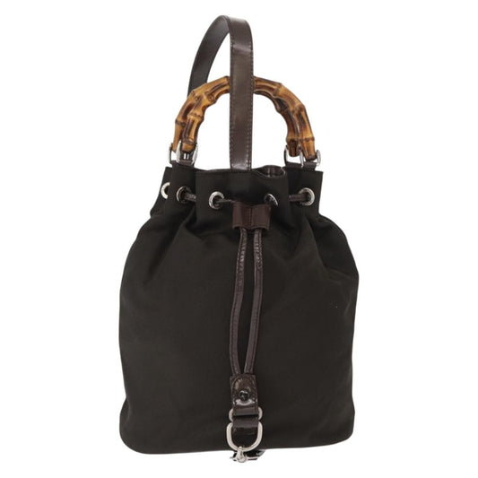Gucci Vintage Bamboo Sling Backpack Nylon, KHAKI, NYLON, Backpack