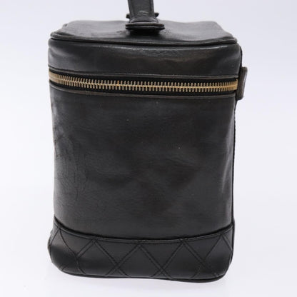 Chanel Vanity pouch Leather, BLACK, LEATHER, Toiletry Case