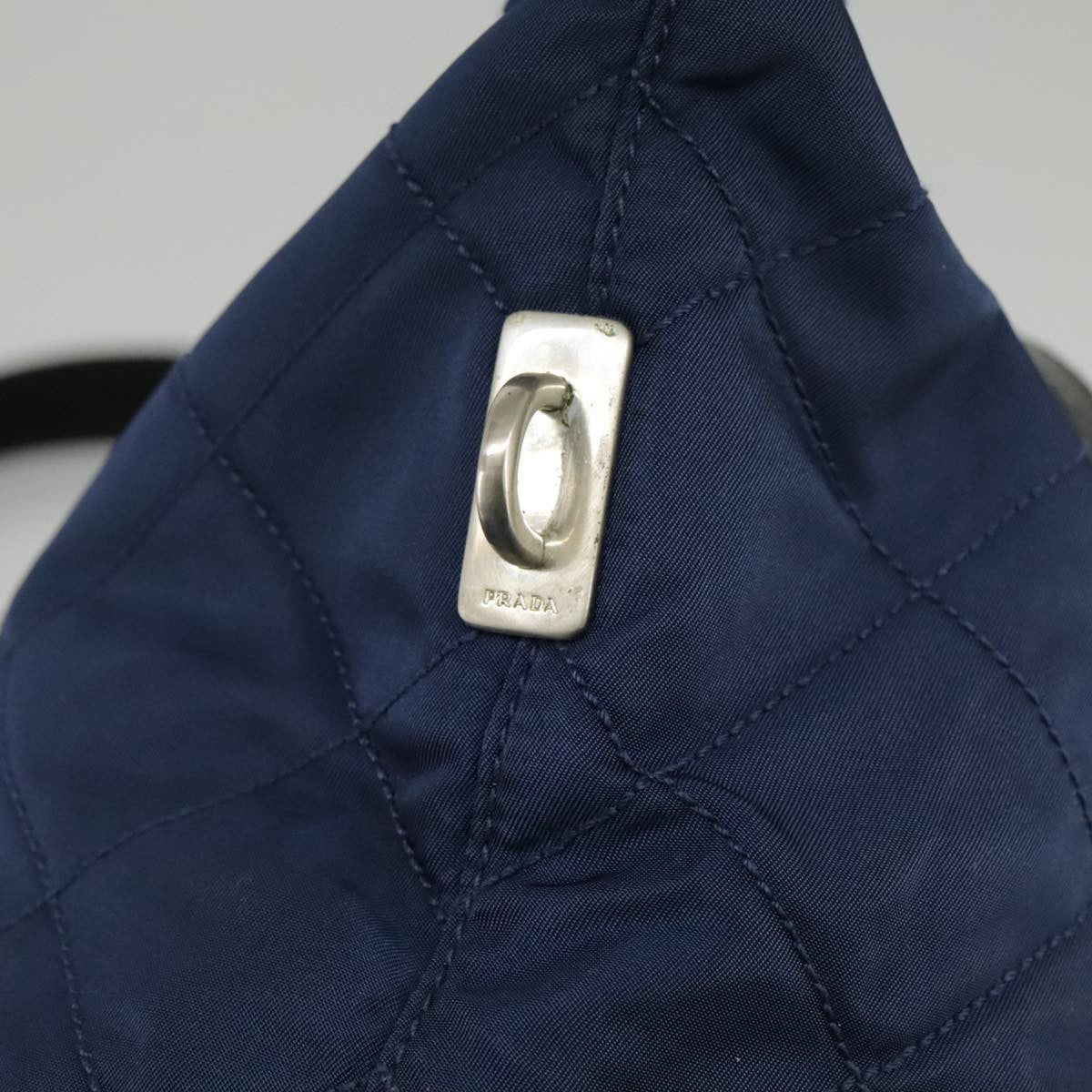 Prada Chain Shoulder Bag Quilted Tessuto, NAVY, NYLON, Shoulder bag