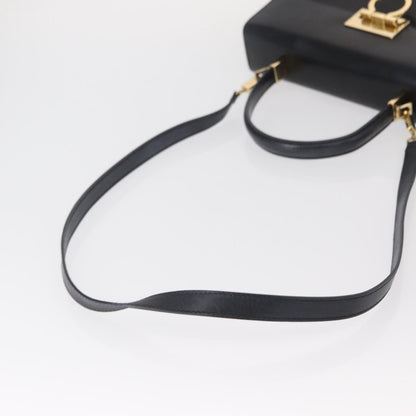 Salvatore Ferragamo Gancini handbag Leather, BLACK, LEATHER, Handbag