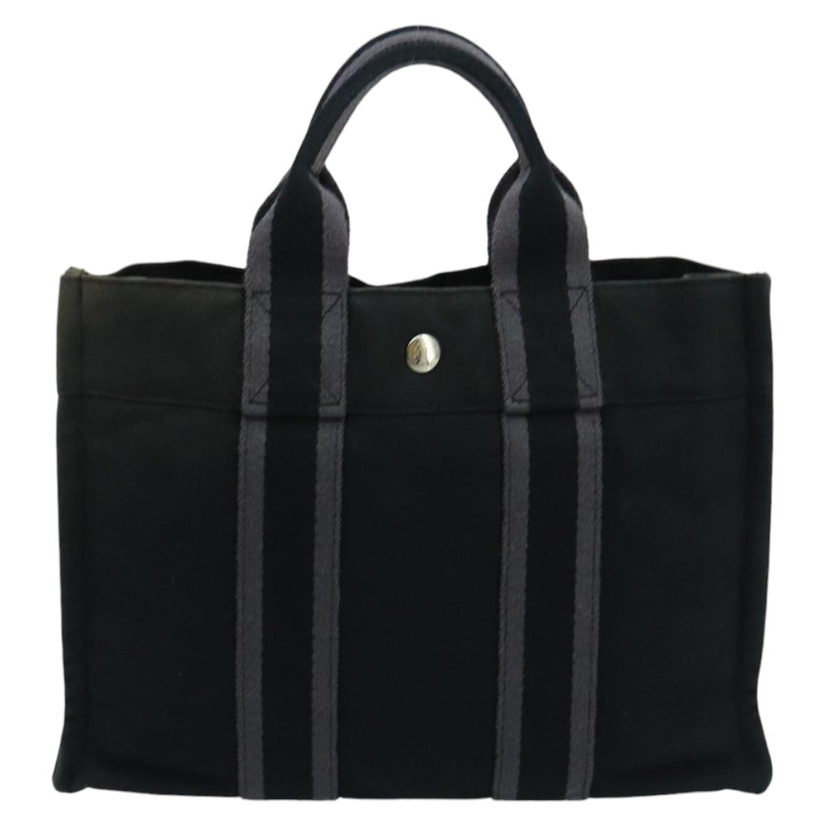 Hermes Fourre Tout Tote Canvas, BLACK, CANVAS, Tote bag