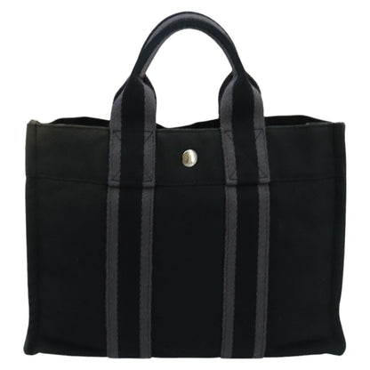 Hermes Fourre Tout Tote Canvas, BLACK, CANVAS, Tote bag