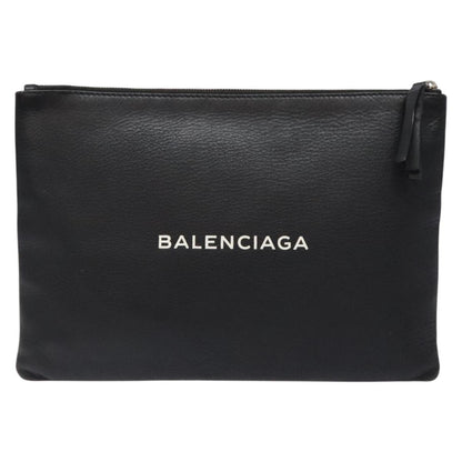 Balenciaga Everyday Logo Pouch Printed Leather, BLACK, LEATHER, Clutche & pouche