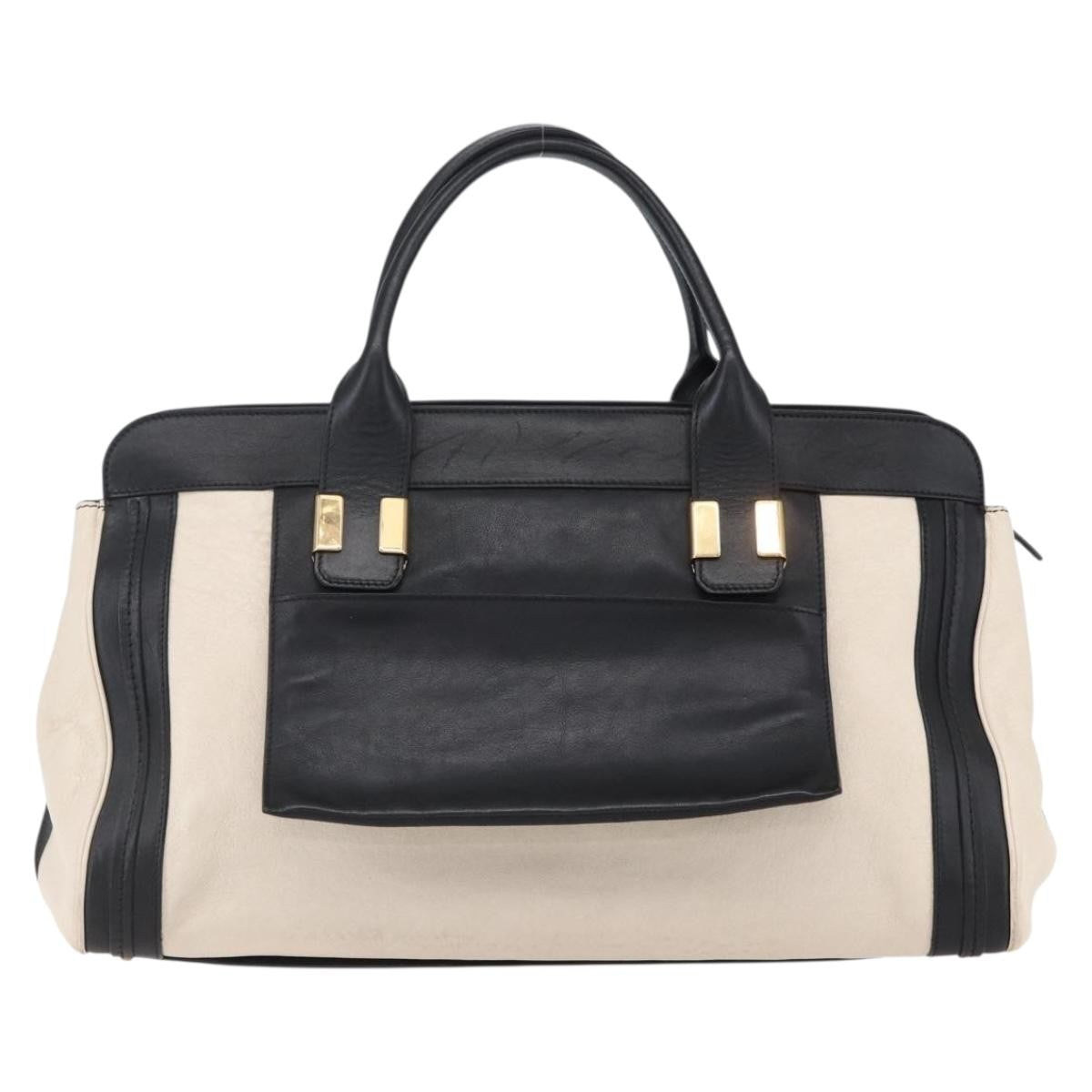 Chloe Alice Satchel Leather, BLACK, LEATHER, Handbag