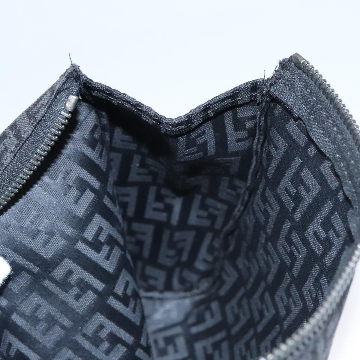 Fendi FF Logo Pouch Canvas, BLACK, CANVAS, Clutche & pouche