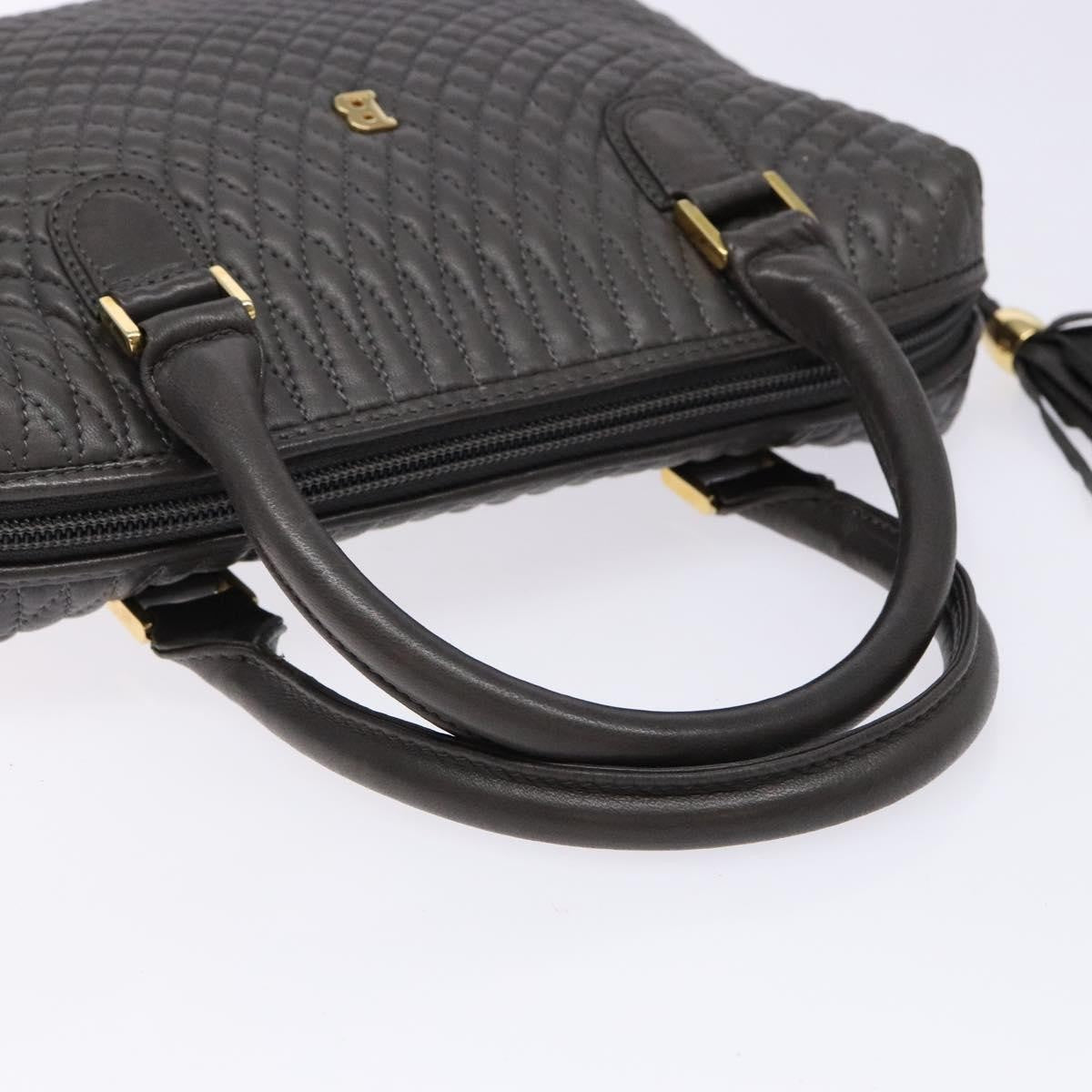 Bally Vintage Handbag Quilted Leather, GRAY, LEATHER, Handbag