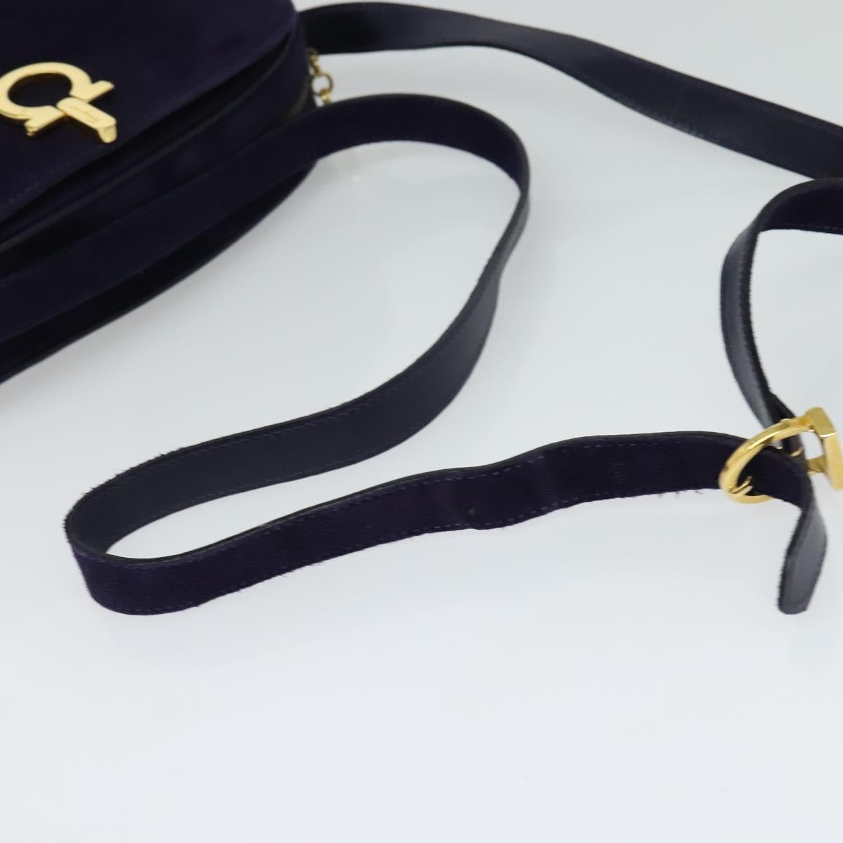 Salvatore Ferragamo Gancini Shoulder Bag Suede, PURPLE, SUEDE, Shoulder bag