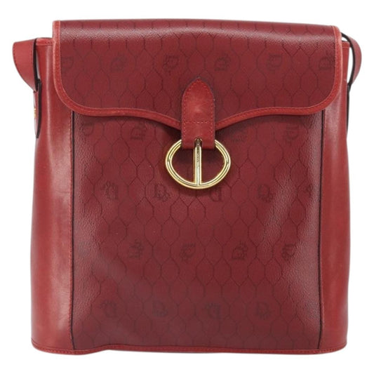Christian Dior Vintage Honeycomb Shoulder Bag Canvas and Leather, RED, CANVAS, Shoulder bag
