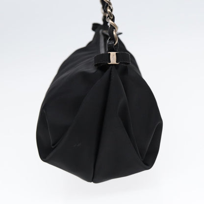 Salvatore Ferragamo Vintage Chain Shoulder Bag Nylon, BLACK, NYLON, Shoulder bag