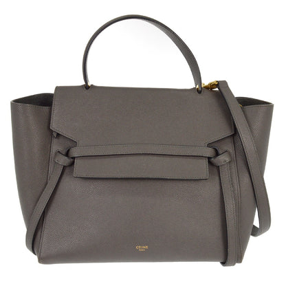 Celine Belt Bag Textured Leather, GRAY, LEATHER, Handbag