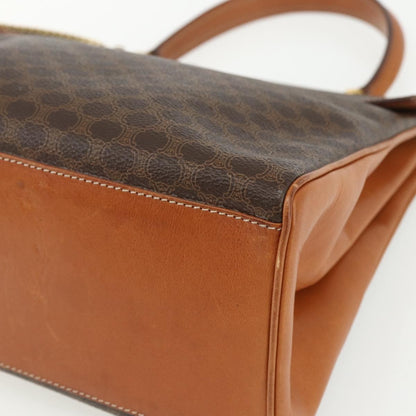Celine Vintage Macadam Handbag Canvas and Leather, BROWN, CANVAS, Handbag