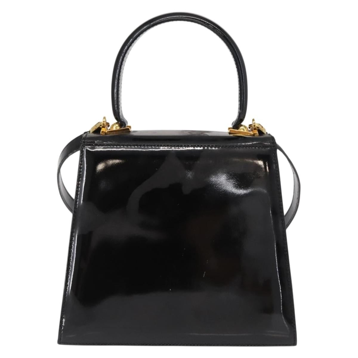 Salvatore Ferragamo Gancini handbag Patent leather, BLACK, PATENT_LEATHER, Handbag