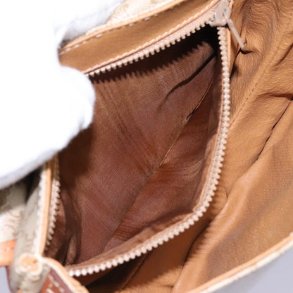 Celine Vintage Macadam Shoulder Bag Canvas and Leather, BEIGE, CANVAS, Shoulder bag