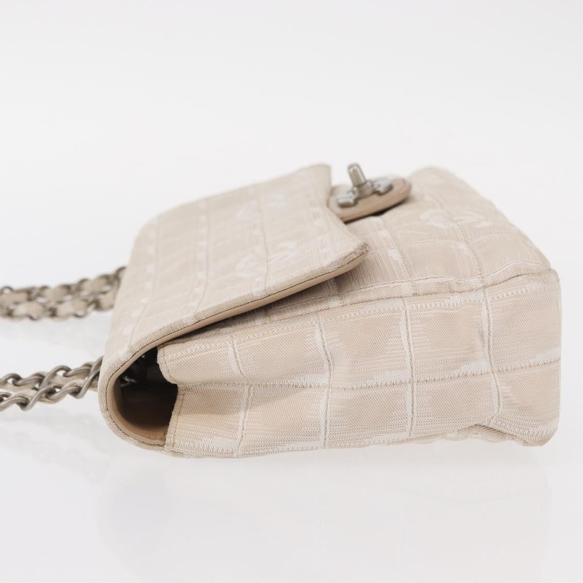 Chanel Travel Line Flap Bag Canvas, BEIGE, CANVAS, Shoulder bag