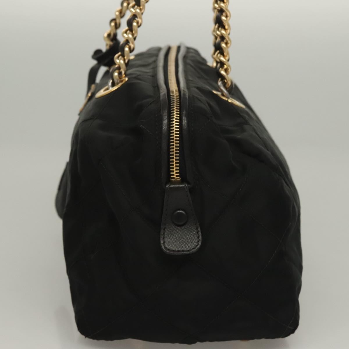 Prada Chain Shoulder Bag Tessuto, BLACK, NYLON, Shoulder bag