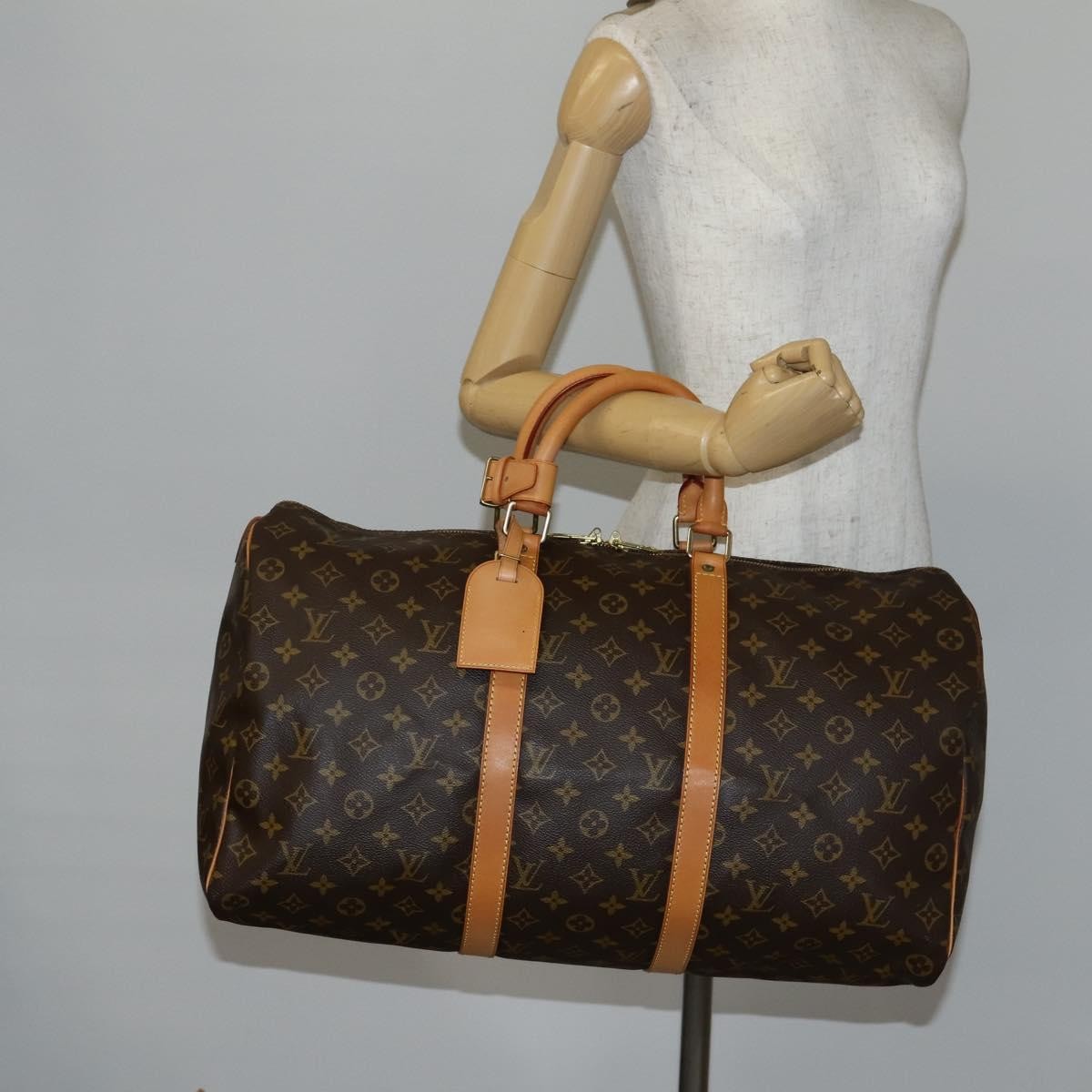 Louis Vuitton Keepall Bag Monogram Canvas, BROWN, CANVAS, Travel bag