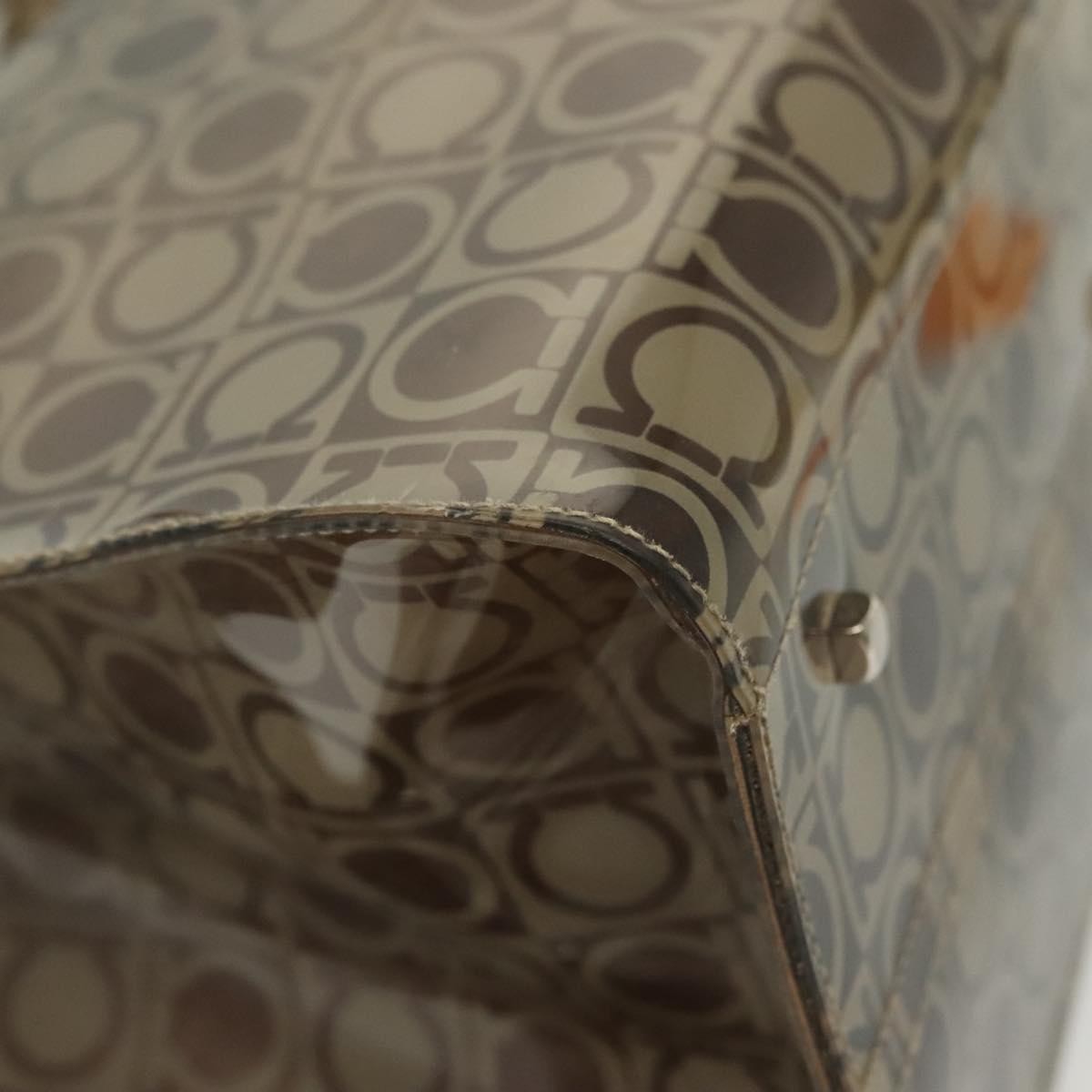 Salvatore Ferragamo Gancini Tote Vinyl, BROWN, SYNTHETIC, Tote bag