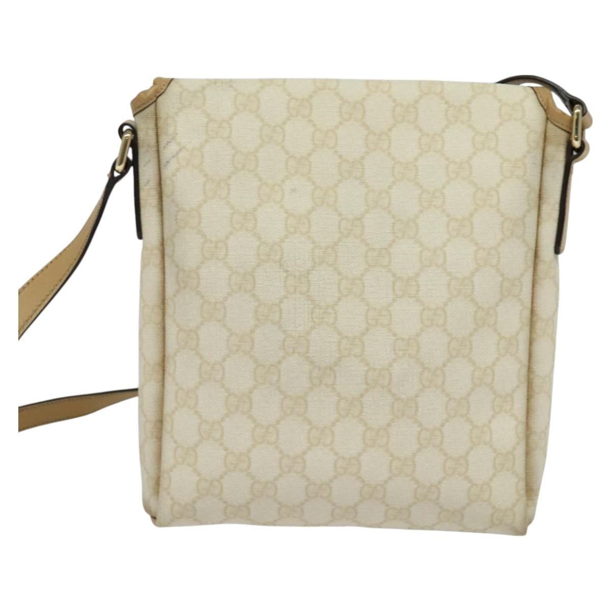 Gucci Flap Messenger GG Coated Canvas, WHITE, PVC, Shoulder bag