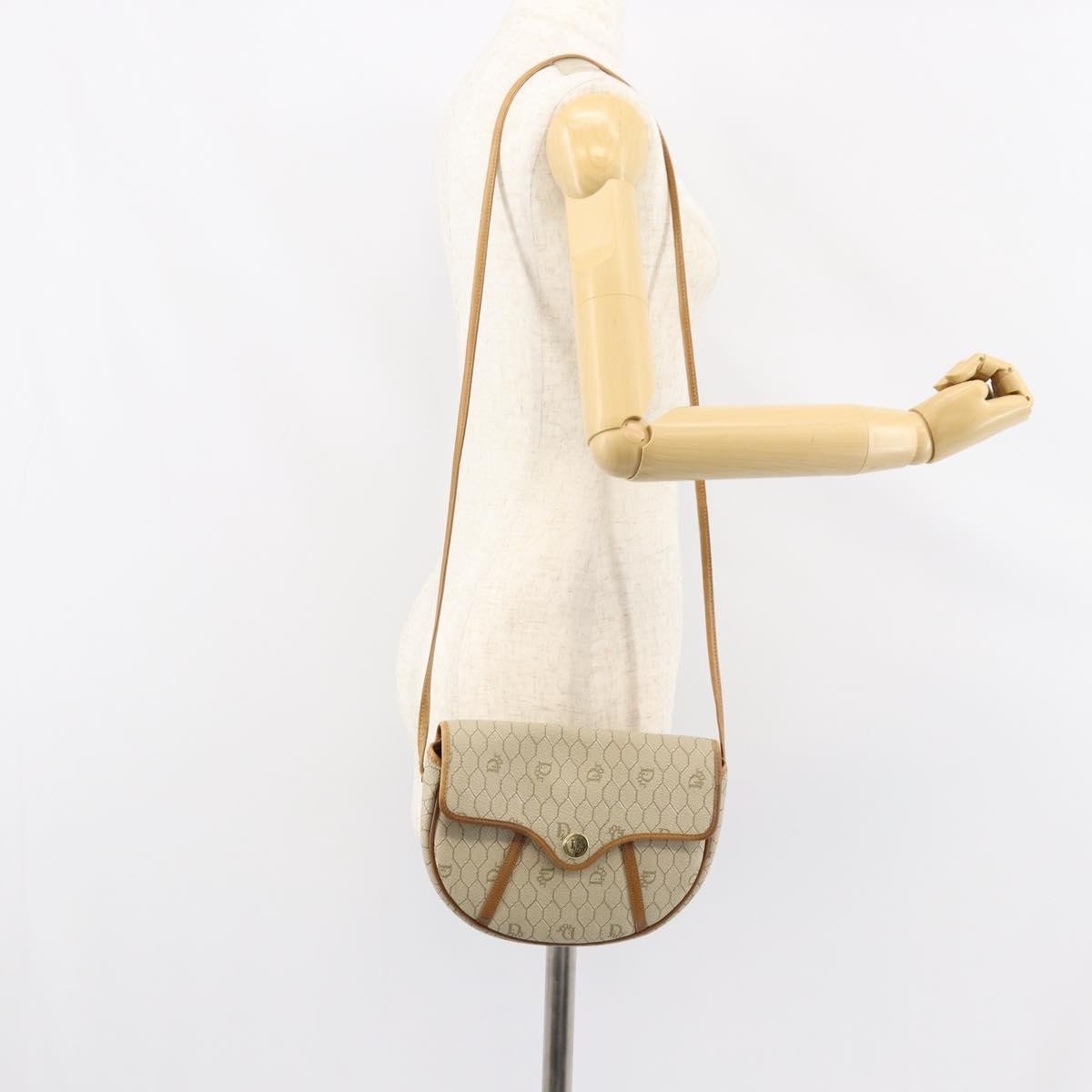 Christian Dior Vintage Honeycomb Flap Crossbody Bag Canvas and Leather, BEIGE, CANVAS, Shoulder bag