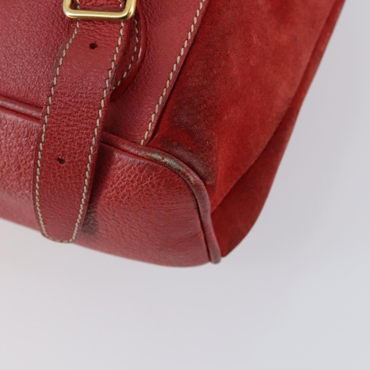 Gucci Vintage Bamboo Backpack Suede, RED, SUEDE, Backpack