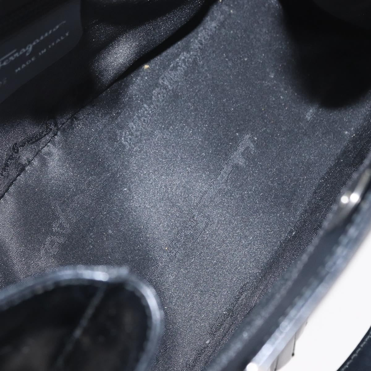 Salvatore Ferragamo Gancini handbag Leather, BLACK, LEATHER, Handbag