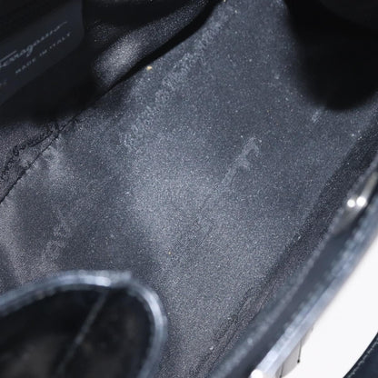 Salvatore Ferragamo Gancini handbag Leather, BLACK, LEATHER, Handbag