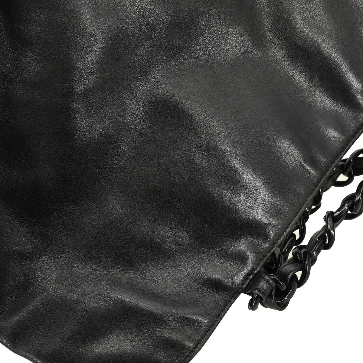 Chanel Vintage CC Resin Chain Tote Leather, BLACK, LEATHER, Tote bag