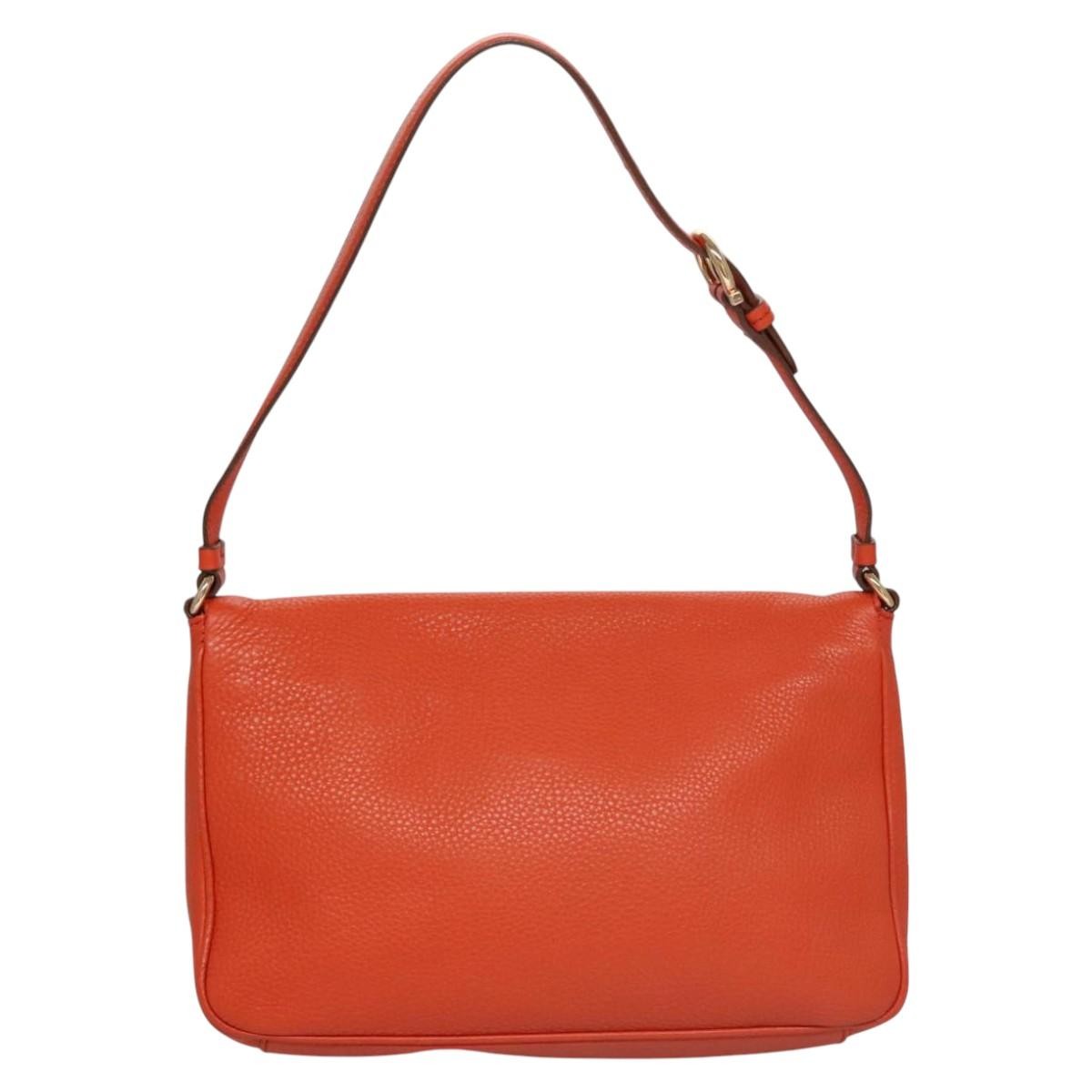 Salvatore Ferragamo Gancini Shoulder Bag Leather, ORANGE, LEATHER, Shoulder bag